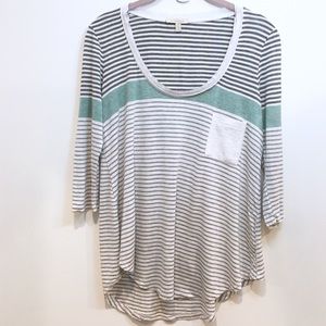 Bordeaux stiped pocked tee shirt Anthropologie